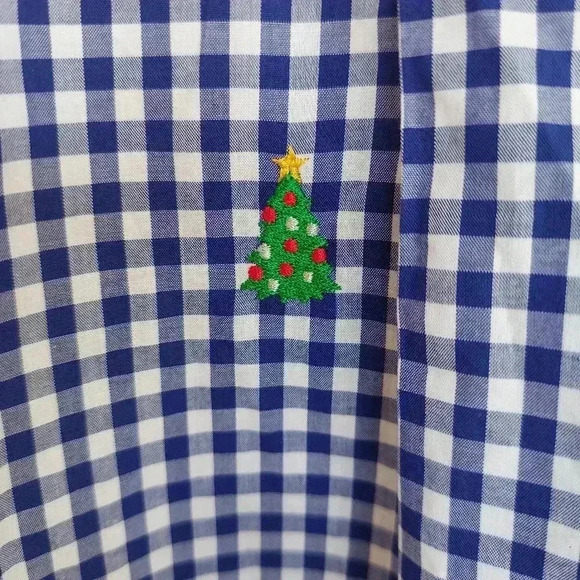 Castaway Nantucket Island Wharf Blue and White Gingham Embroidered Button-Down - Picture 5 of 8